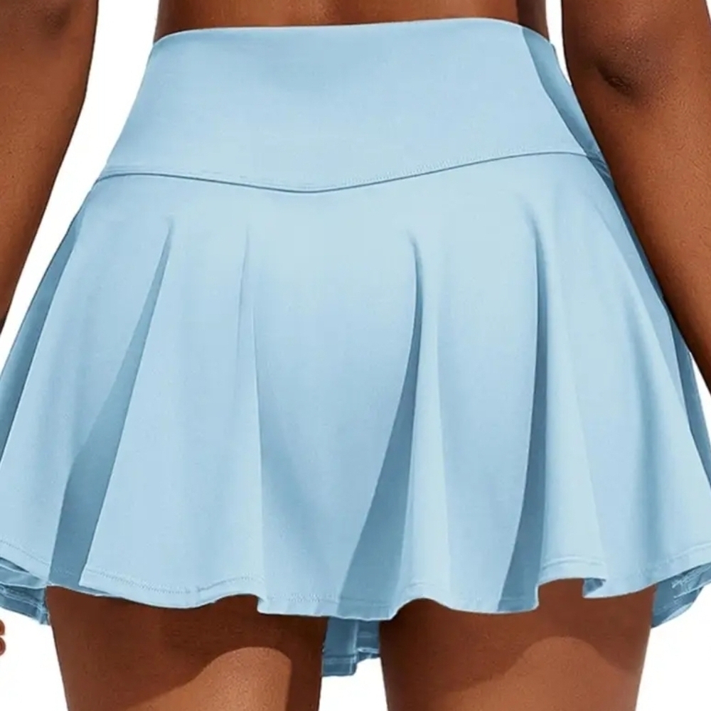 Light Blue Athletic Skort with Built-In Shorts - Picture 2 of 6